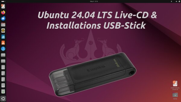 Linux Ubuntu 24.04 LTS Live-CD auf Kingston DataTraveler 70 USB-C USB-Stick 64GB