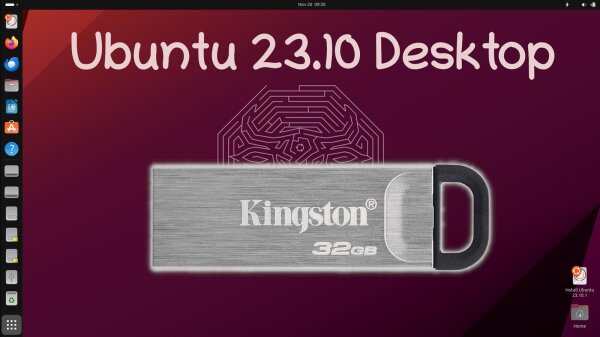 Ubuntu 23.10 Kingston DataTraveler Kyson USB-Stick 32GB Metall Gehäuse