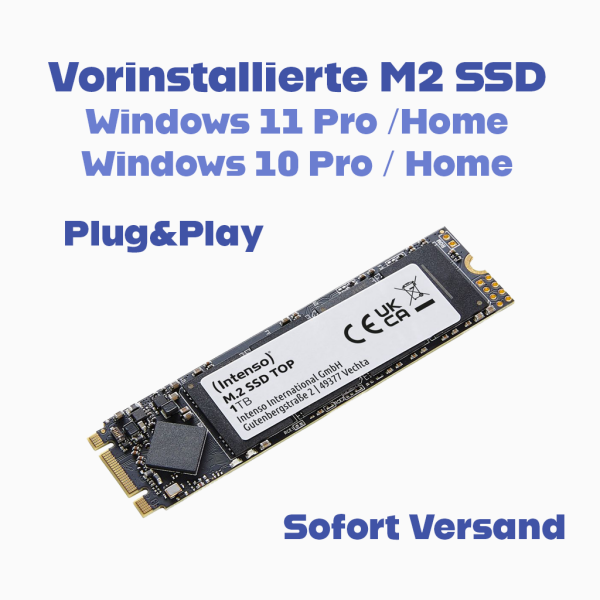 M.2 SSD Festplatte mit vorinstallierten Windows 10 oder 11 PC Laptop 550Mb/s