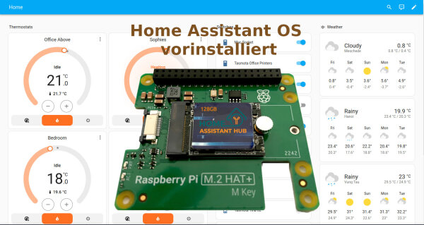 Home Assistant OS 128GB NVMe SSD mit HAT+ Adapter vorinstalliert Raspberry Pi 5