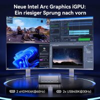 GEEKOM AI Mini PC GT1 Mega – Intel Core Ultra 9 185H, 16 Cores 22 Threads, Up to 5.1GHz, 2.5Gbps Dual LAN, Mini Gaming PC with Windows 11 Pro, 32GB DDR5 RAM + 2TB SSD